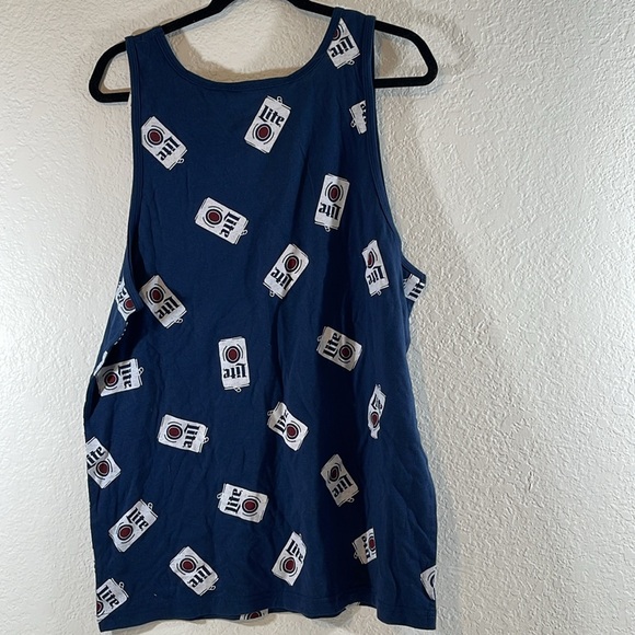 Miller Lite Beer Blue All Over Logo Graphic Tank Top Sleeveless Men's Size Large - Picture 4 of 7